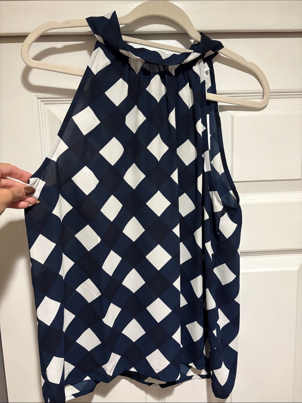 J. Crew Navy and White Geometric Halter Camisole